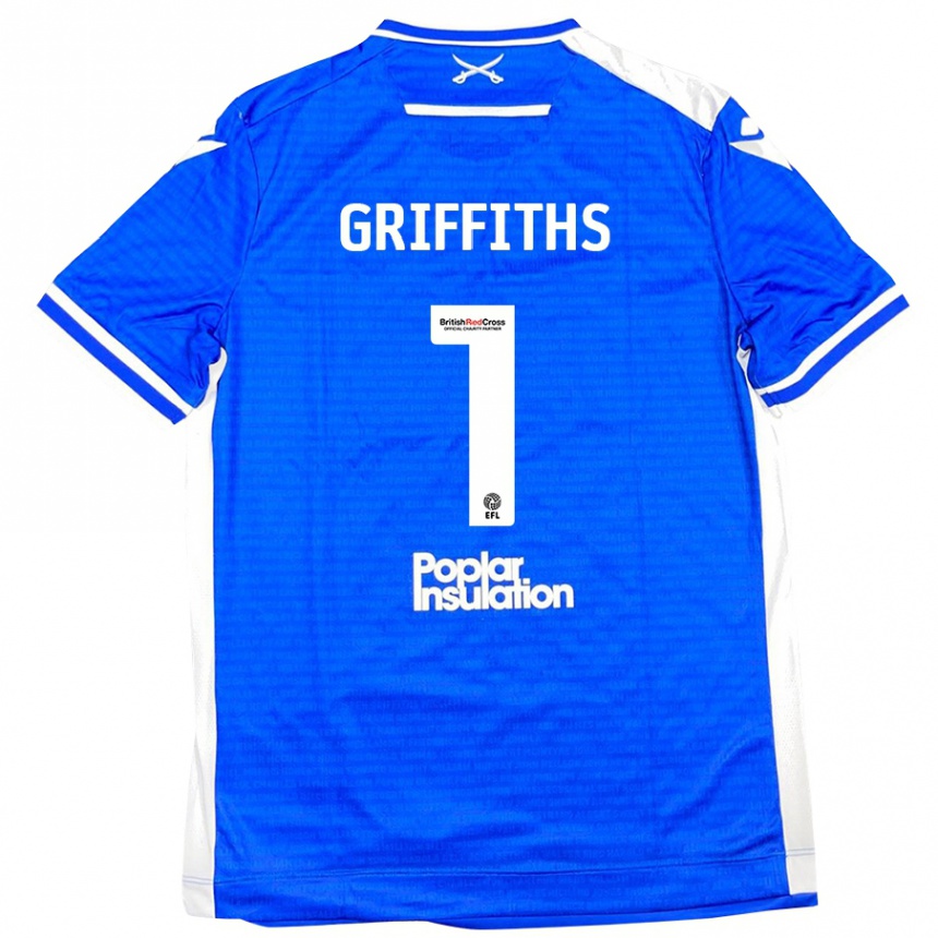 Kinder Fußball Josh Griffiths #1 Blau Weiß Heimtrikot Trikot 2024/25 T-Shirt Luxemburg