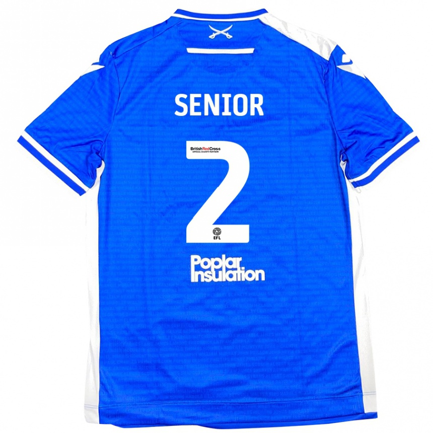 Kinder Fußball Joel Senior #2 Blau Weiß Heimtrikot Trikot 2024/25 T-Shirt Luxemburg