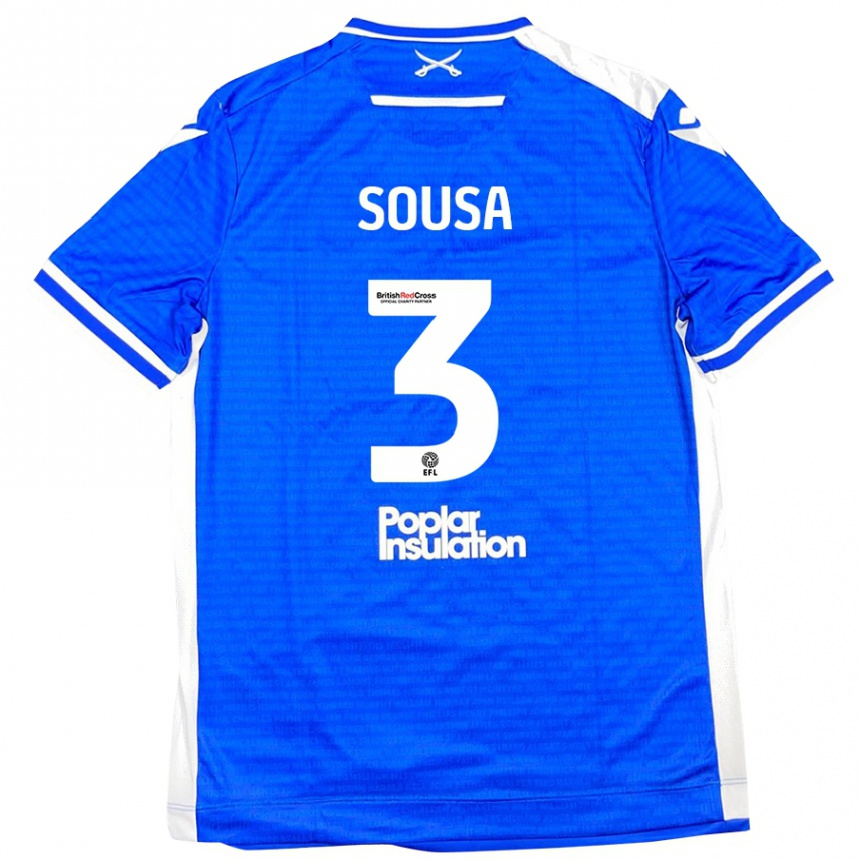 Kinder Fußball Lino Sousa #3 Blau Weiß Heimtrikot Trikot 2024/25 T-Shirt Luxemburg