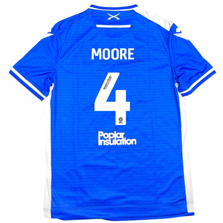 Kinder Fußball Taylor Moore #4 Blau Weiß Heimtrikot Trikot 2024/25 T-Shirt Luxemburg