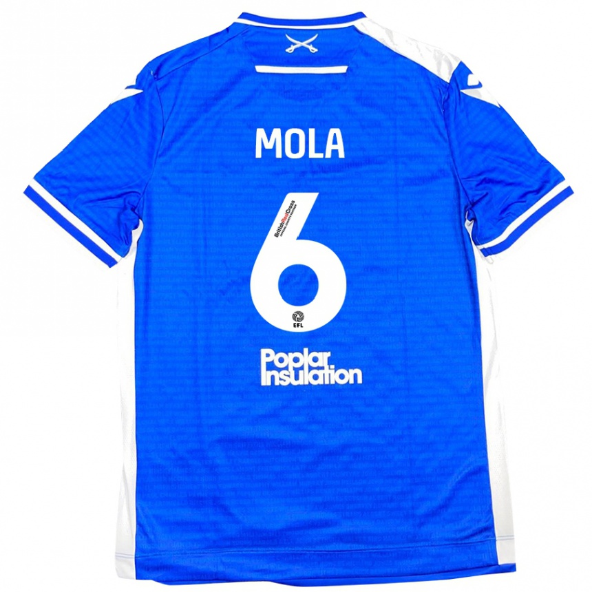 Kinder Fußball Clinton Mola #6 Blau Weiß Heimtrikot Trikot 2024/25 T-Shirt Luxemburg