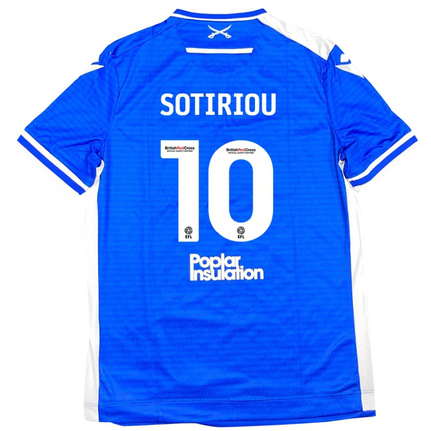 Kinder Fußball Ruel Sotiriou #10 Blau Weiß Heimtrikot Trikot 2024/25 T-Shirt Luxemburg