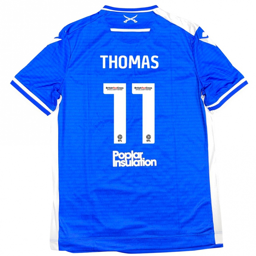 Kinder Fußball Luke Thomas #11 Blau Weiß Heimtrikot Trikot 2024/25 T-Shirt Luxemburg