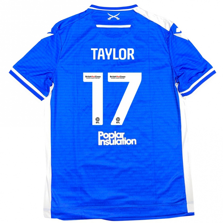 Kinder Fußball Connor Taylor #17 Blau Weiß Heimtrikot Trikot 2024/25 T-Shirt Luxemburg