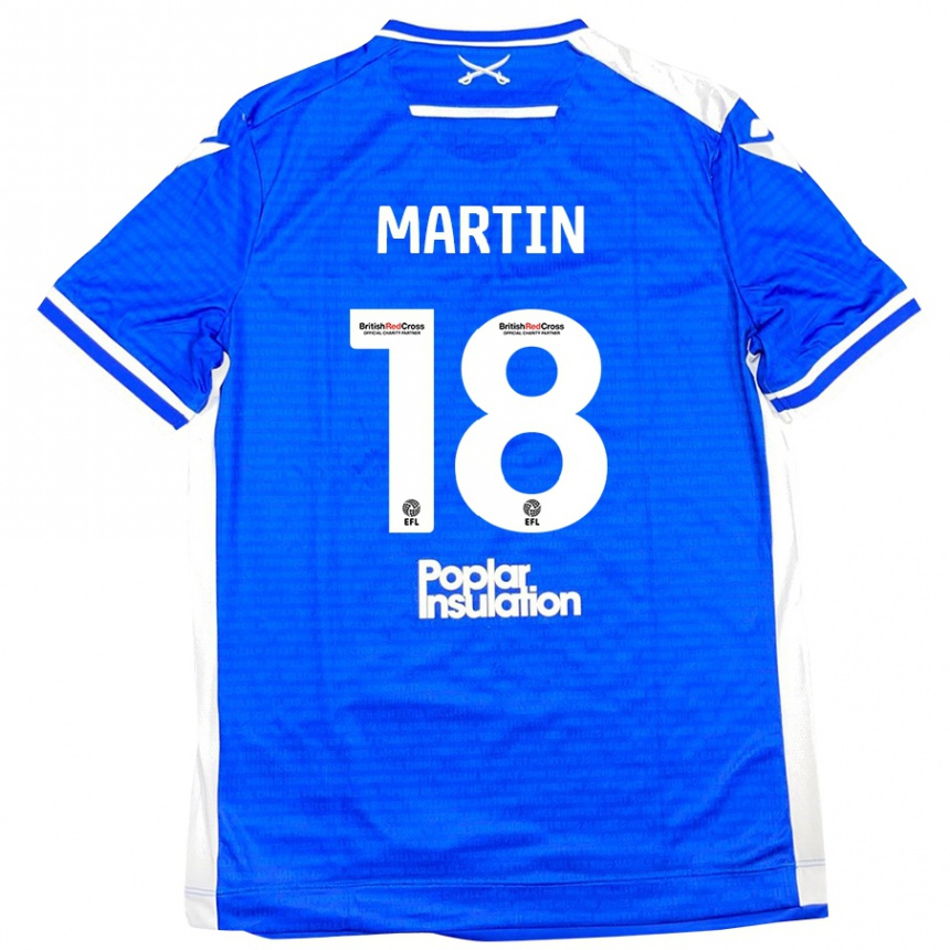 Kinder Fußball Chris Martin #18 Blau Weiß Heimtrikot Trikot 2024/25 T-Shirt Luxemburg