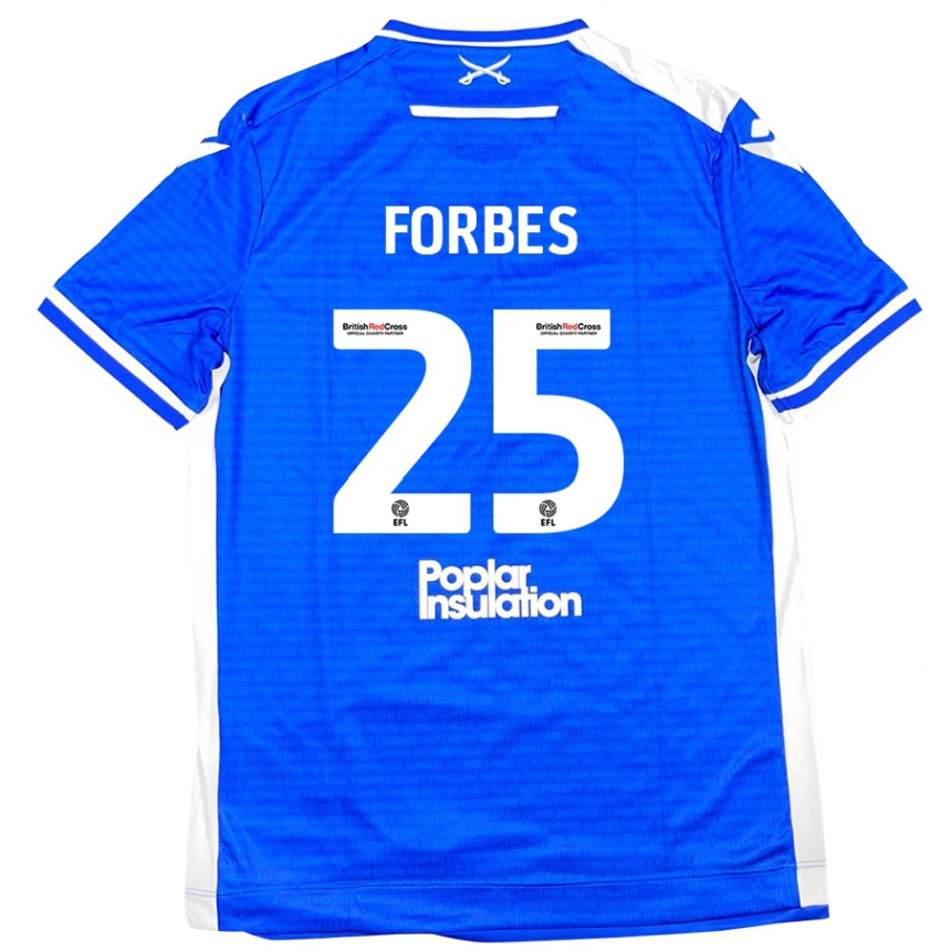 Kinder Fußball Michael Forbes #25 Blau Weiß Heimtrikot Trikot 2024/25 T-Shirt Luxemburg