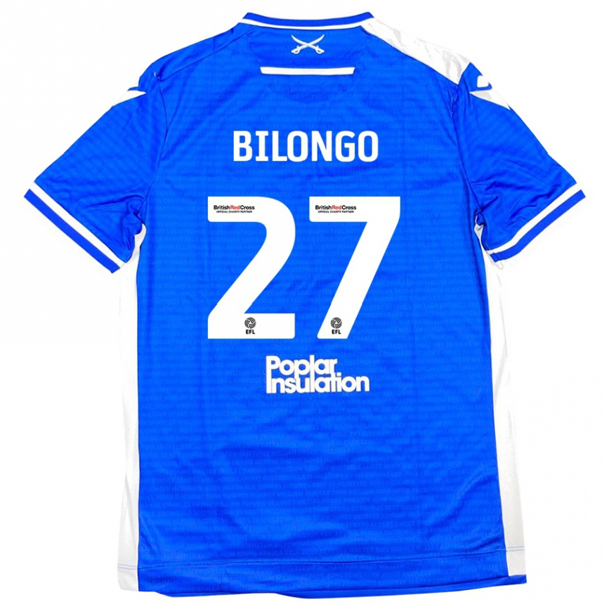 Kinder Fußball Bryant Bilongo #27 Blau Weiß Heimtrikot Trikot 2024/25 T-Shirt Luxemburg