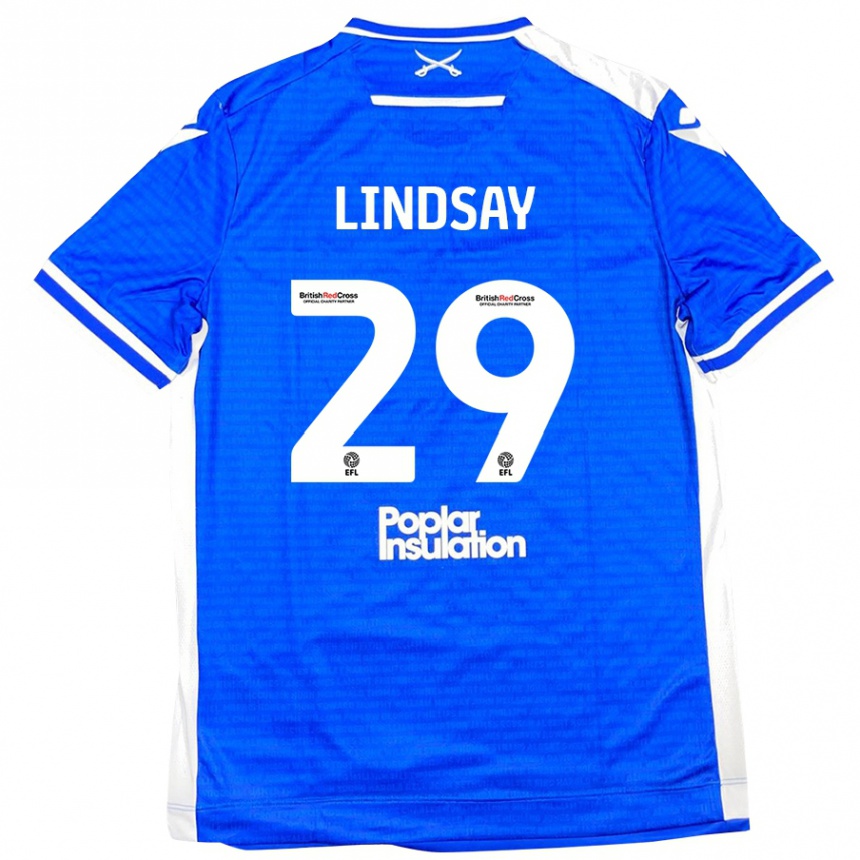 Kinder Fußball Jamie Lindsay #29 Blau Weiß Heimtrikot Trikot 2024/25 T-Shirt Luxemburg