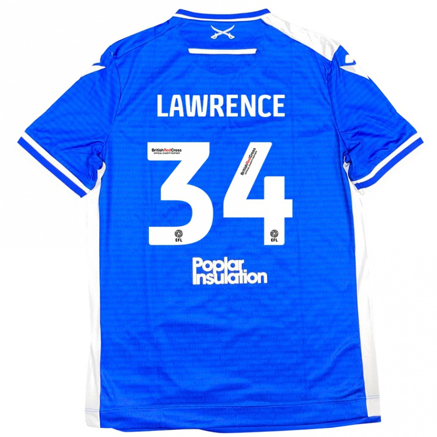 Kinder Fußball Jerry Lawrence #34 Blau Weiß Heimtrikot Trikot 2024/25 T-Shirt Luxemburg