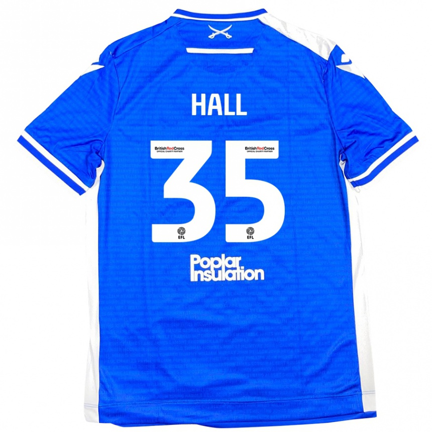 Kinder Fußball Matt Hall #35 Blau Weiß Heimtrikot Trikot 2024/25 T-Shirt Luxemburg