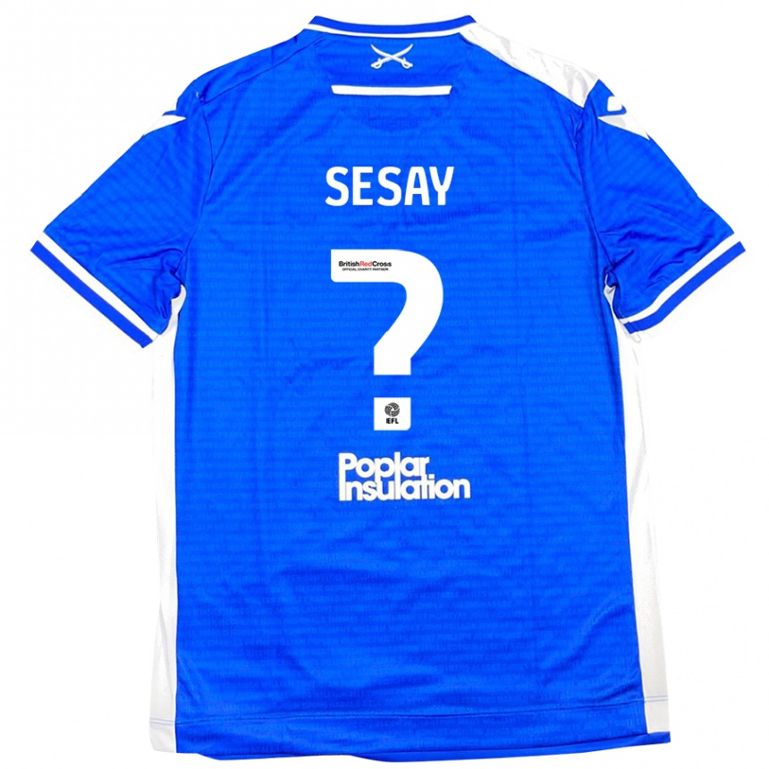 Kinder Fußball Malik Sesay #0 Blau Weiß Heimtrikot Trikot 2024/25 T-Shirt Luxemburg