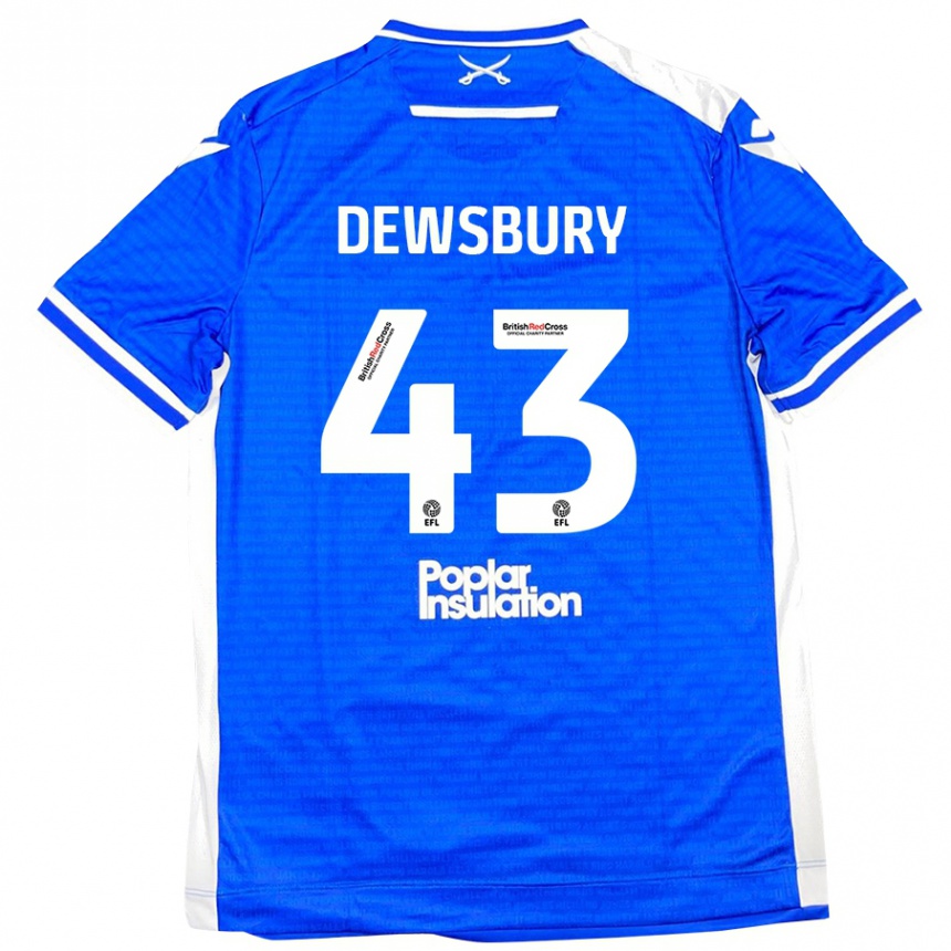 Kinder Fußball Ollie Dewsbury #43 Blau Weiß Heimtrikot Trikot 2024/25 T-Shirt Luxemburg