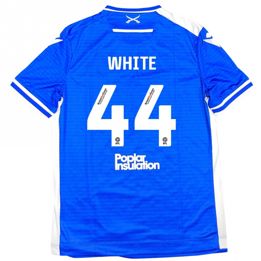 Kinder Fußball Charlie White #44 Blau Weiß Heimtrikot Trikot 2024/25 T-Shirt Luxemburg