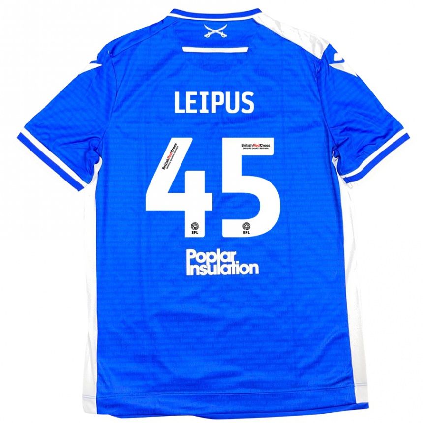 Kinder Fußball Brooklyn Leipus #45 Blau Weiß Heimtrikot Trikot 2024/25 T-Shirt Luxemburg