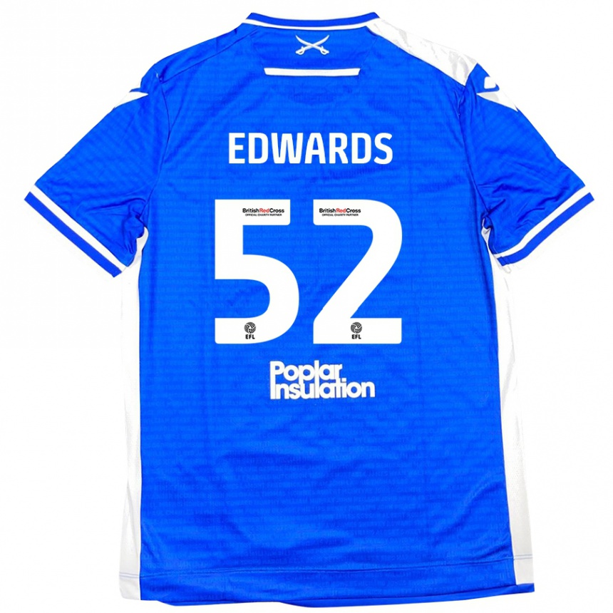 Kinder Fußball Max Edwards #52 Blau Weiß Heimtrikot Trikot 2024/25 T-Shirt Luxemburg