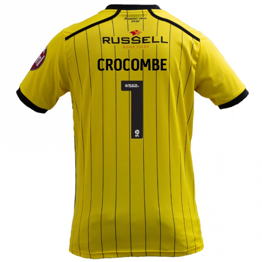 Kinder Fußball Max Crocombe #1 Gelb Heimtrikot Trikot 2024/25 T-Shirt Luxemburg