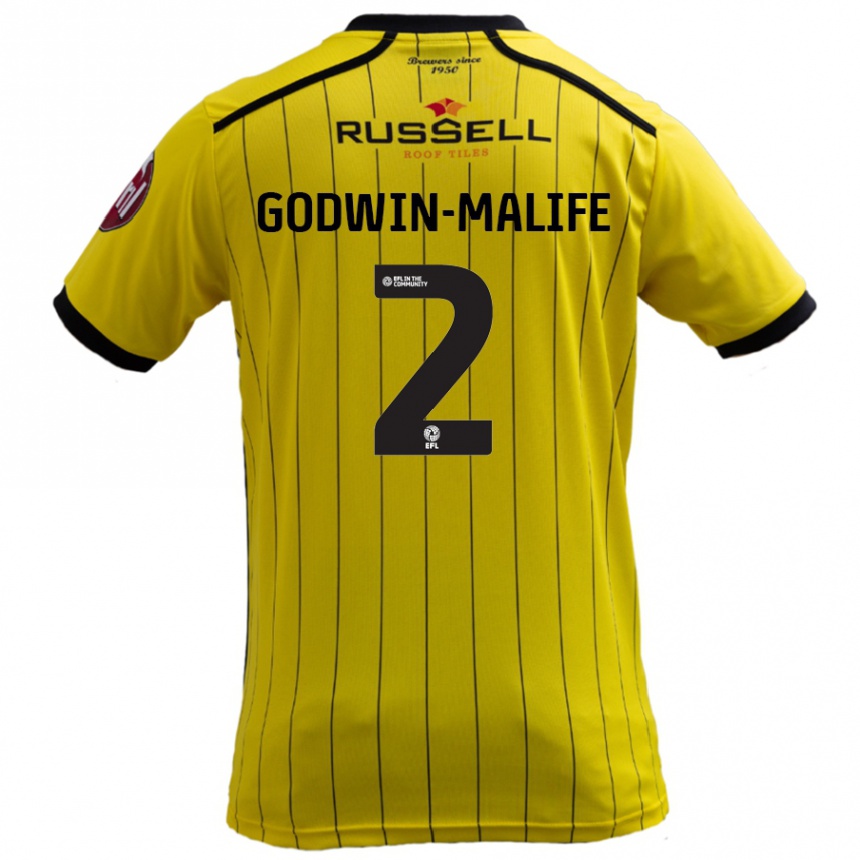 Kinder Fußball Udoka Godwin-Malife #2 Gelb Heimtrikot Trikot 2024/25 T-Shirt Luxemburg