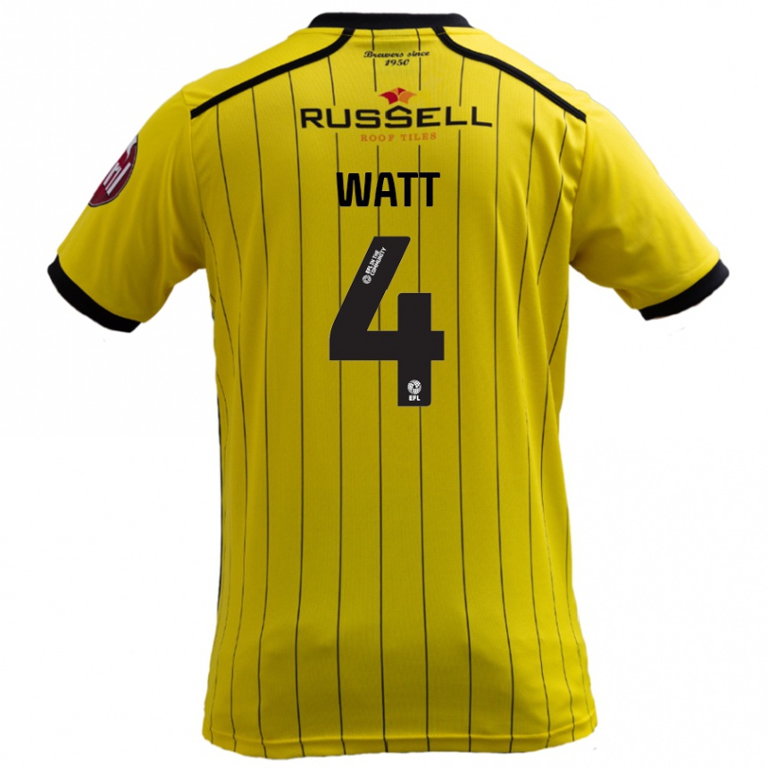 Kinder Fußball Elliot Watt #4 Gelb Heimtrikot Trikot 2024/25 T-Shirt Luxemburg