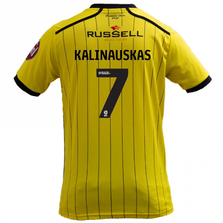 Kinder Fußball Tomas Kalinauskas #7 Gelb Heimtrikot Trikot 2024/25 T-Shirt Luxemburg