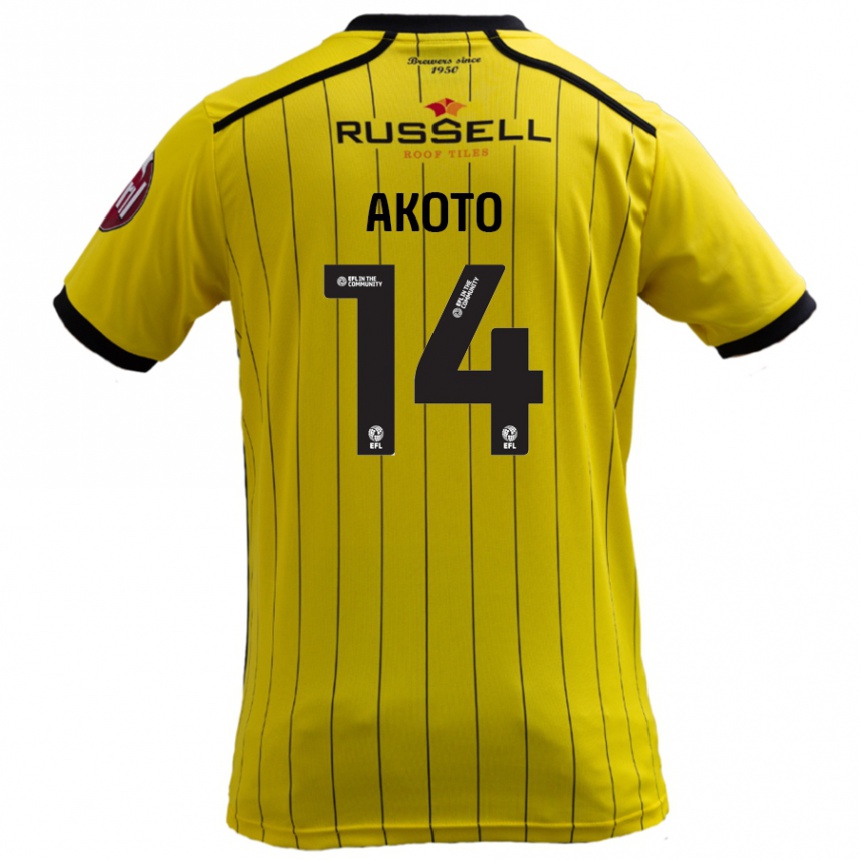 Kinder Fußball Nick Akoto #14 Gelb Heimtrikot Trikot 2024/25 T-Shirt Luxemburg