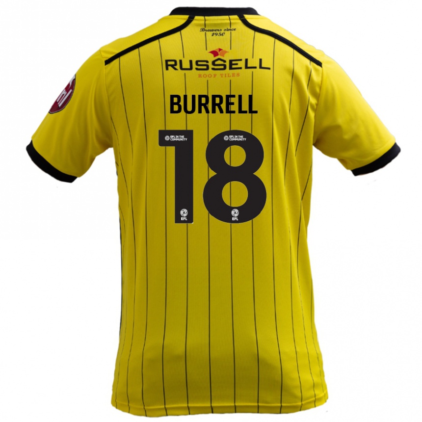 Kinder Fußball Rumarn Burrell #18 Gelb Heimtrikot Trikot 2024/25 T-Shirt Luxemburg