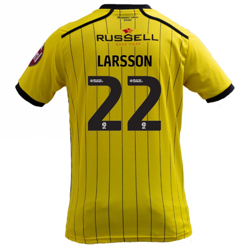 Kinder Fußball Julian Larsson #22 Gelb Heimtrikot Trikot 2024/25 T-Shirt Luxemburg