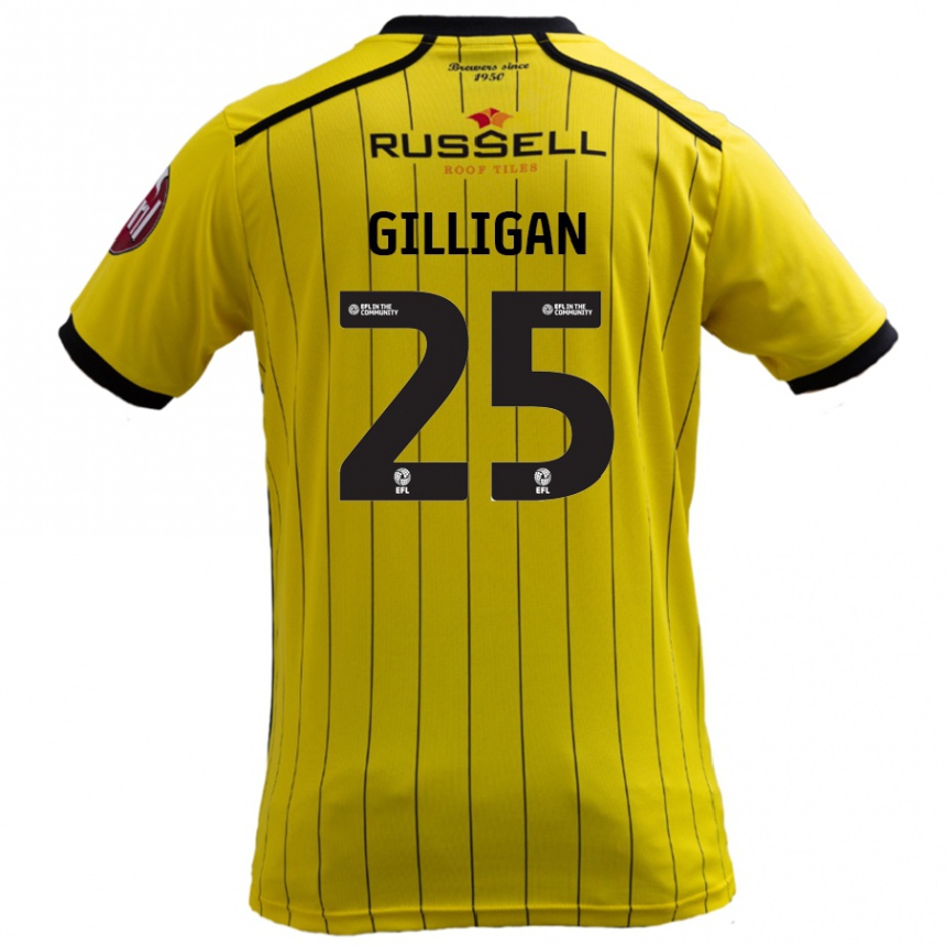 Kinder Fußball Ciaran Gilligan #25 Gelb Heimtrikot Trikot 2024/25 T-Shirt Luxemburg