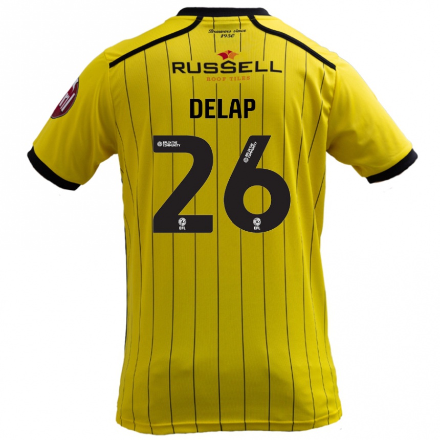 Kinder Fußball Finn Delap #26 Gelb Heimtrikot Trikot 2024/25 T-Shirt Luxemburg