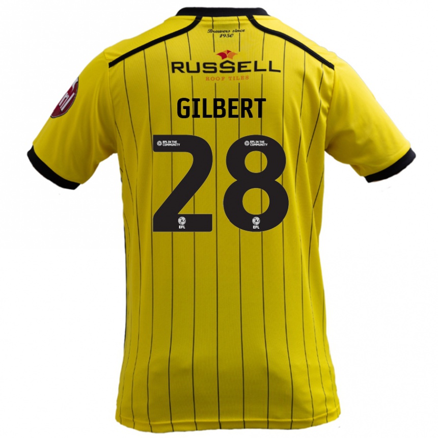 Kinder Fußball Cameron Gilbert #28 Gelb Heimtrikot Trikot 2024/25 T-Shirt Luxemburg