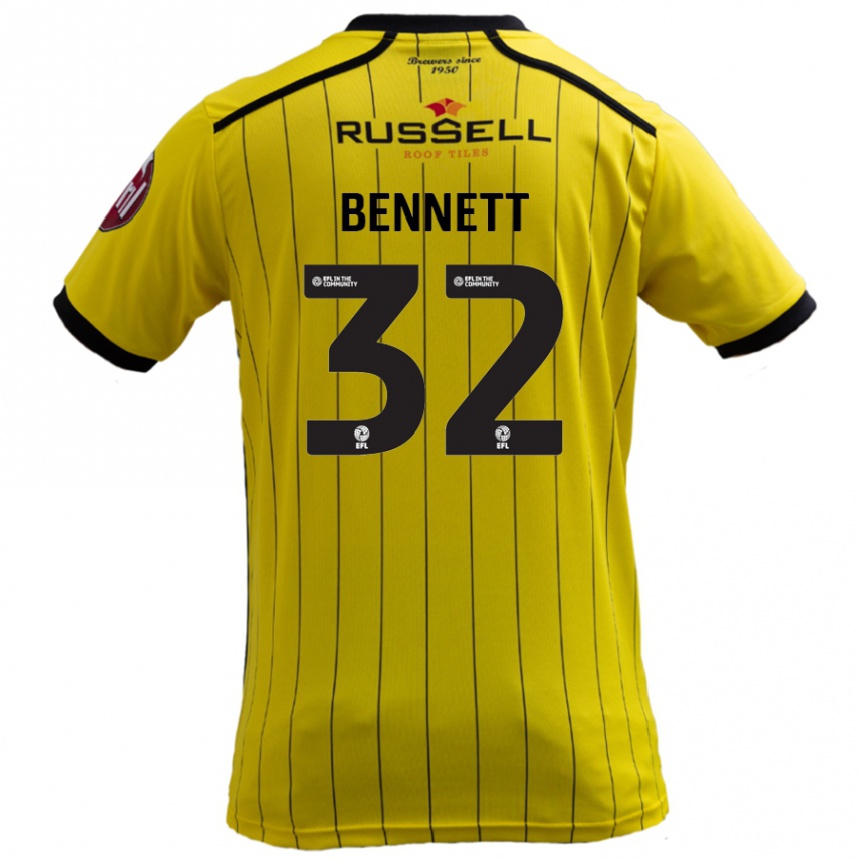 Kinder Fußball Mason Bennett #32 Gelb Heimtrikot Trikot 2024/25 T-Shirt Luxemburg