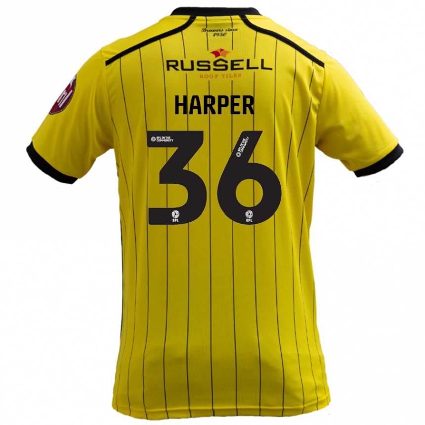 Kinder Fußball Rekeem Harper #36 Gelb Heimtrikot Trikot 2024/25 T-Shirt Luxemburg