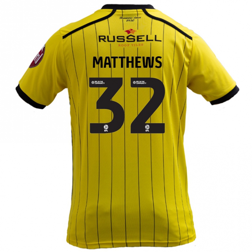 Kinder Fußball Daniel Matthews #32 Gelb Heimtrikot Trikot 2024/25 T-Shirt Luxemburg