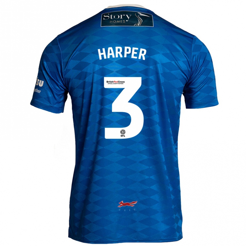 Kinder Fußball Cameron Harper #3 Blau Heimtrikot Trikot 2024/25 T-Shirt Luxemburg