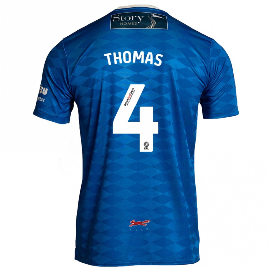 Kinder Fußball Terell Thomas #4 Blau Heimtrikot Trikot 2024/25 T-Shirt Luxemburg