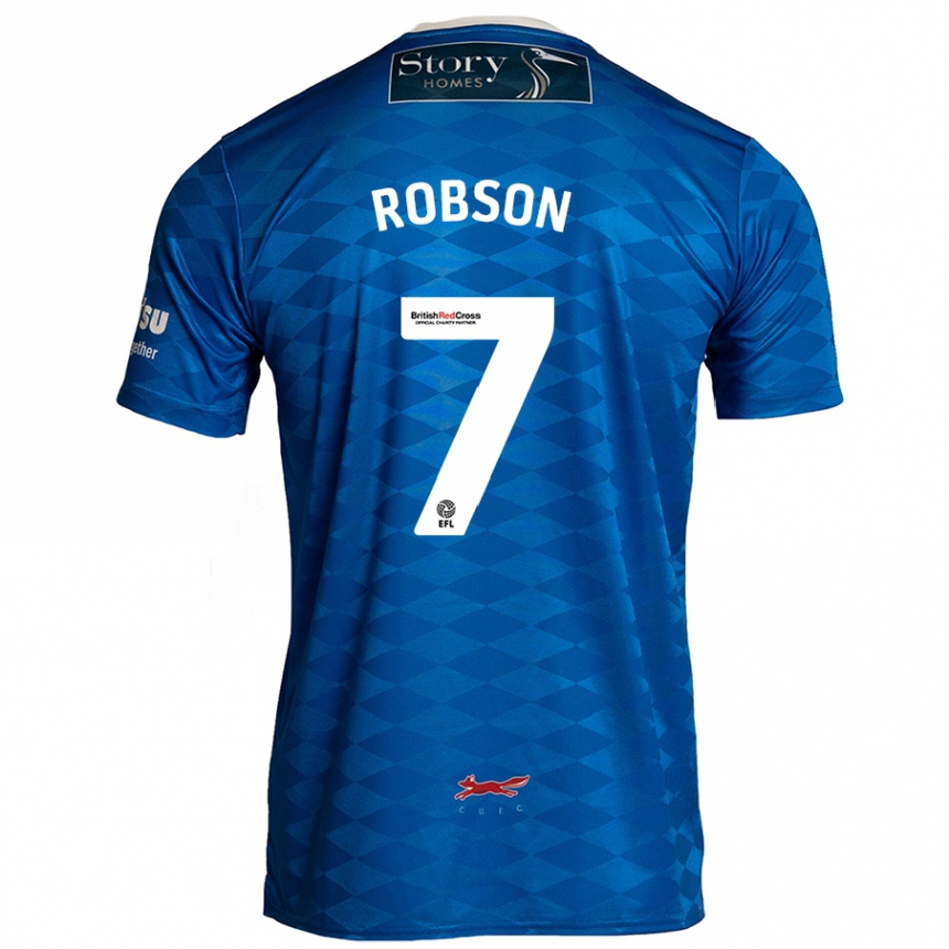 Kinder Fußball Ethan Robson #7 Blau Heimtrikot Trikot 2024/25 T-Shirt Luxemburg