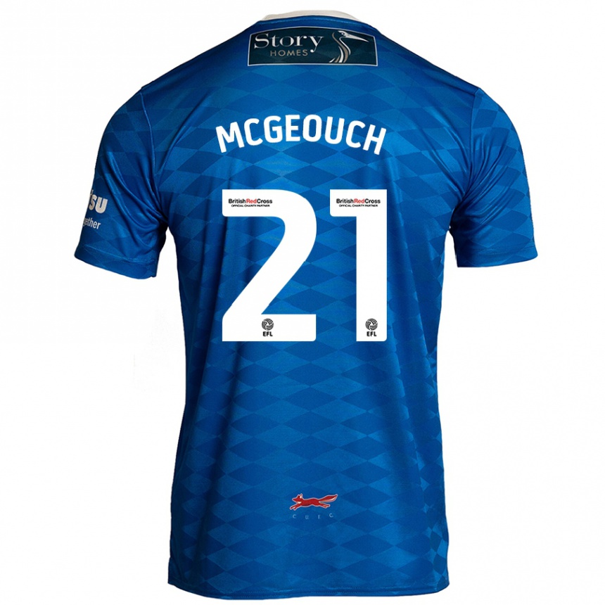 Kinder Fußball Dylan Mcgeouch #21 Blau Heimtrikot Trikot 2024/25 T-Shirt Luxemburg