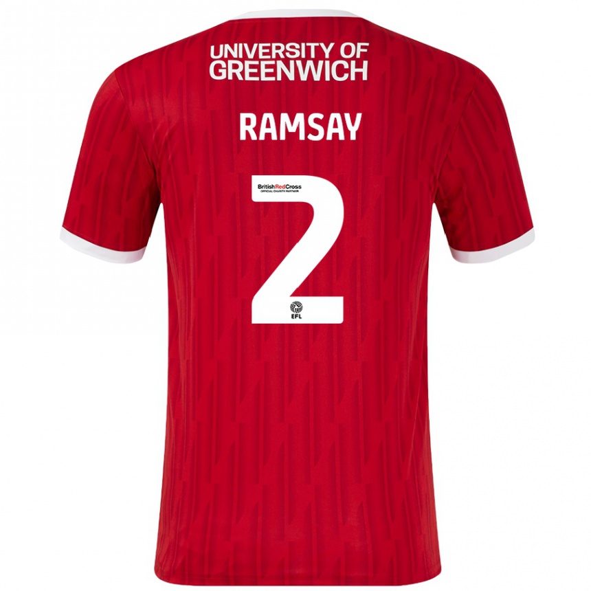 Kinder Fußball Kayne Ramsay #2 Rot Weiß Heimtrikot Trikot 2024/25 T-Shirt Luxemburg