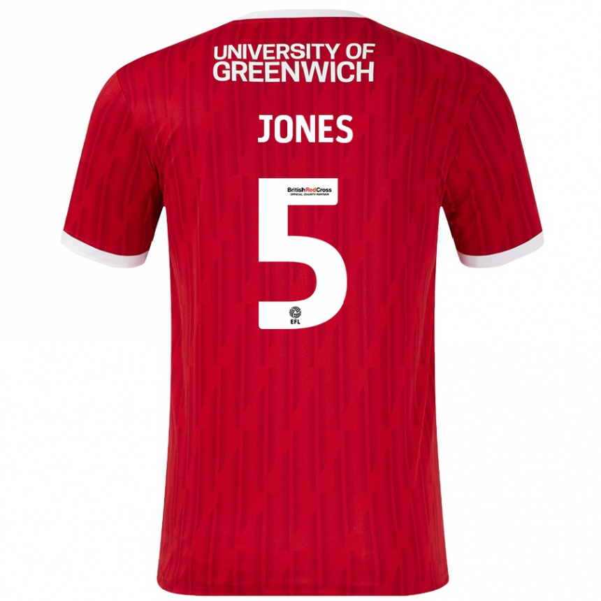 Kinder Fußball Lloyd Jones #5 Rot Weiß Heimtrikot Trikot 2024/25 T-Shirt Luxemburg