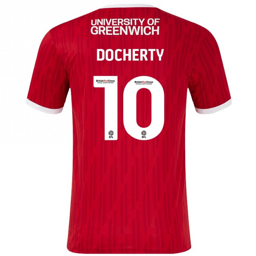 Kinder Fußball Greg Docherty #10 Rot Weiß Heimtrikot Trikot 2024/25 T-Shirt Luxemburg