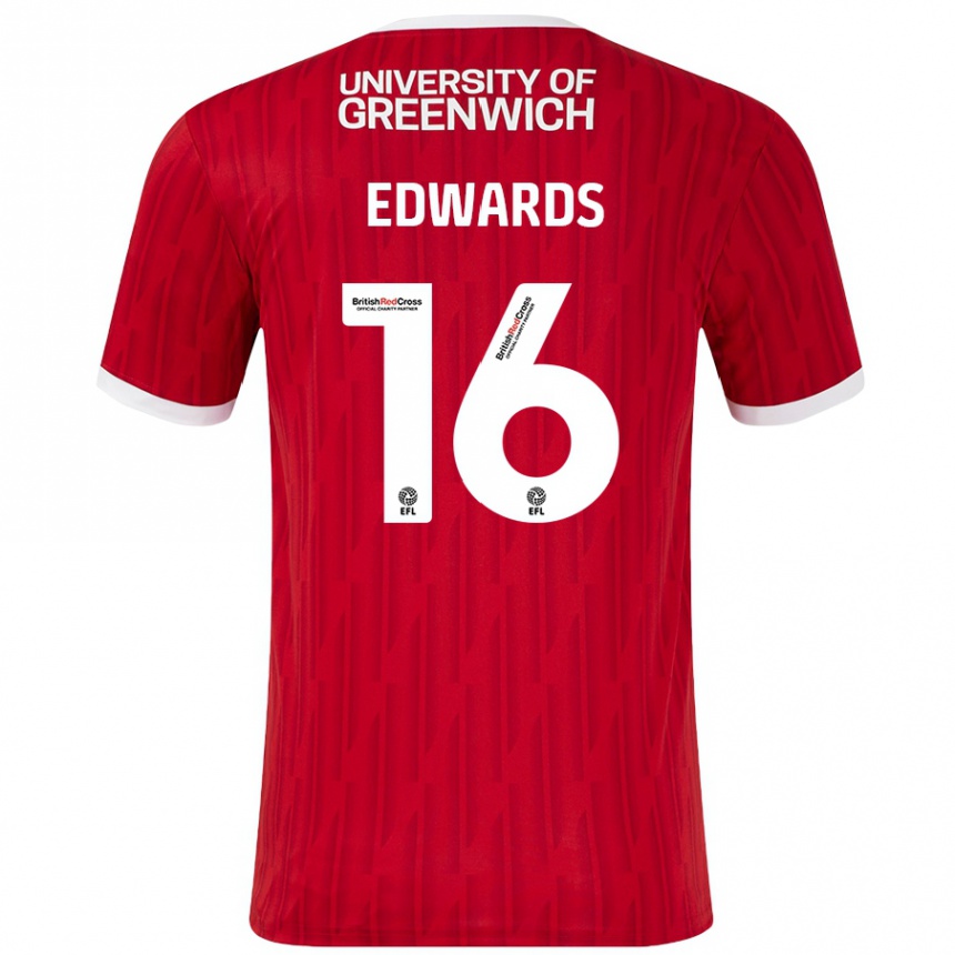 Kinder Fußball Josh Edwards #16 Rot Weiß Heimtrikot Trikot 2024/25 T-Shirt Luxemburg