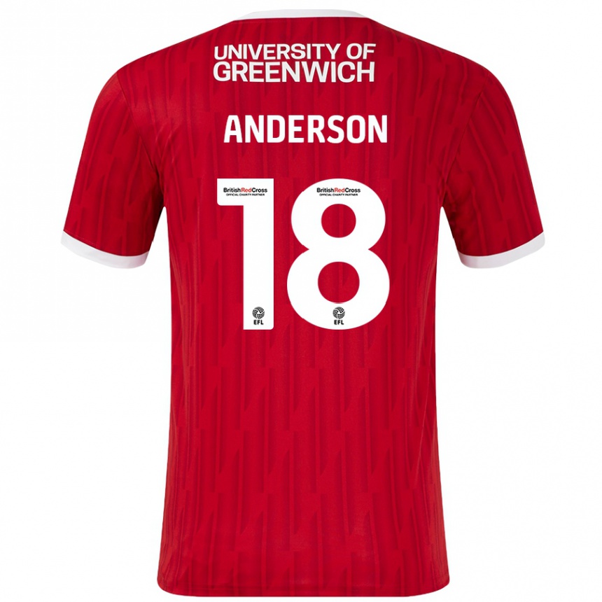 Kinder Fußball Karoy Anderson #18 Rot Weiß Heimtrikot Trikot 2024/25 T-Shirt Luxemburg