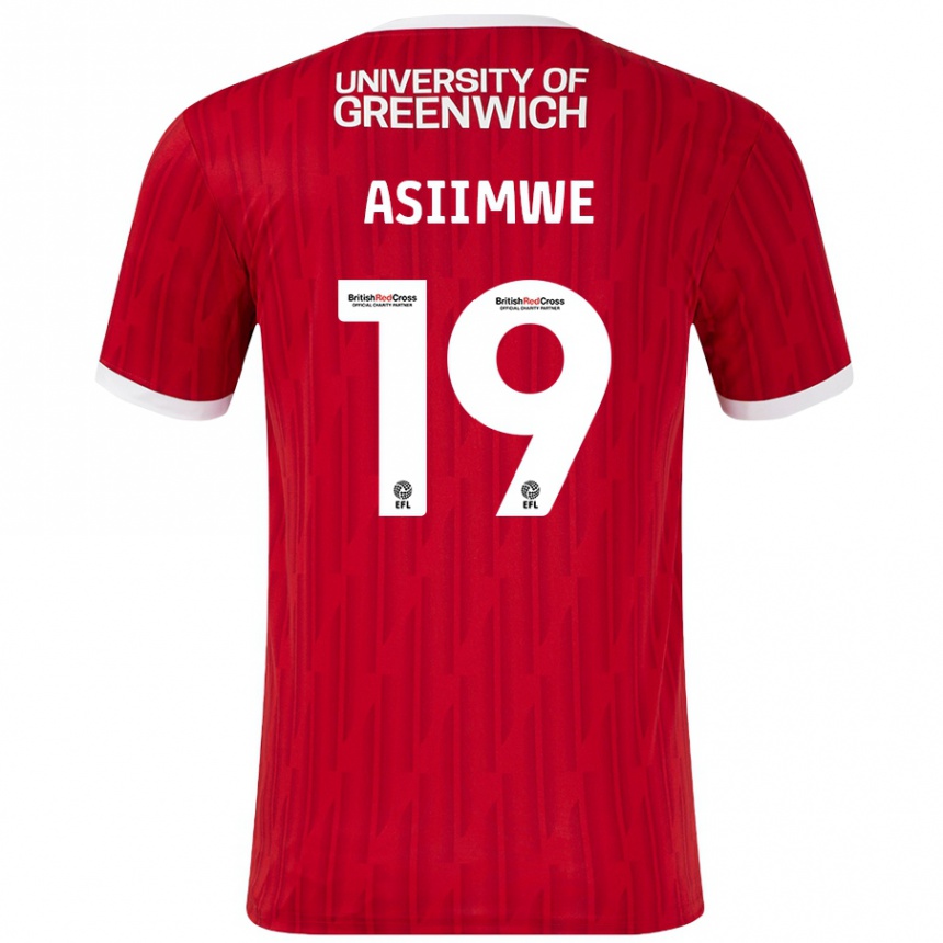 Kinder Fußball Nathan Asiimwe #19 Rot Weiß Heimtrikot Trikot 2024/25 T-Shirt Luxemburg