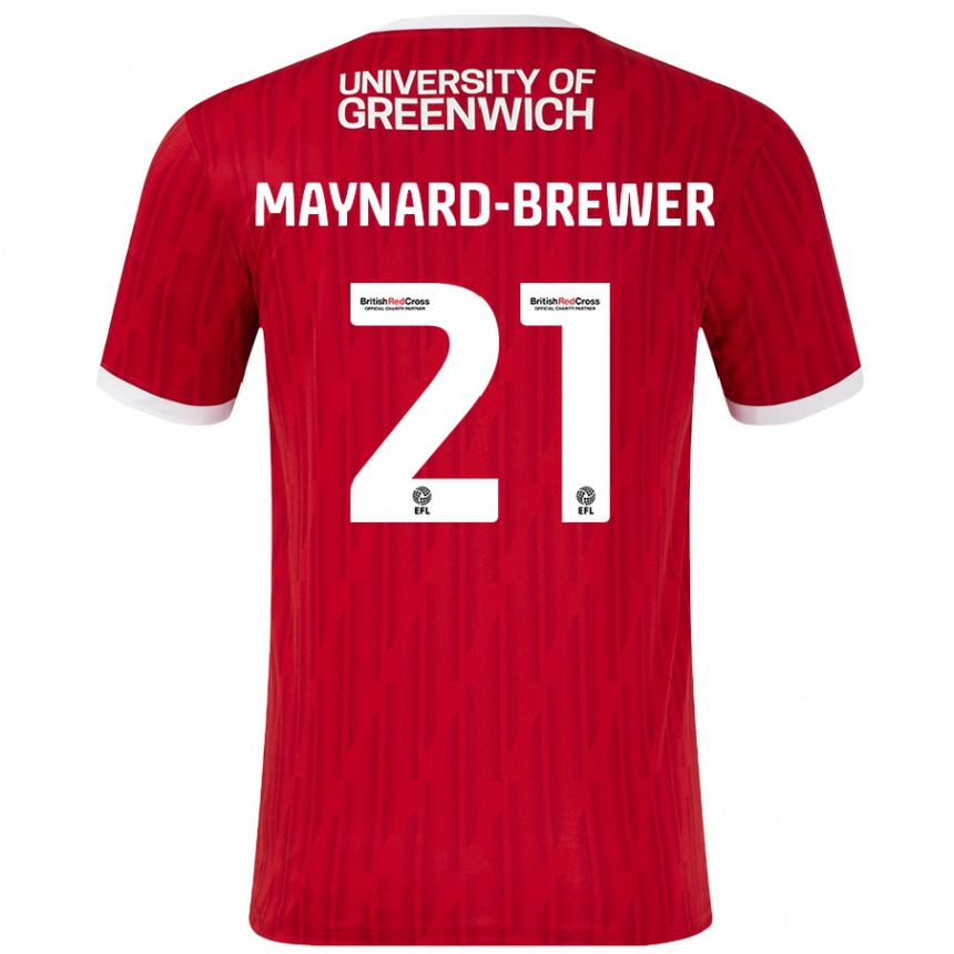 Kinder Fußball Ashley Maynard-Brewer #21 Rot Weiß Heimtrikot Trikot 2024/25 T-Shirt Luxemburg