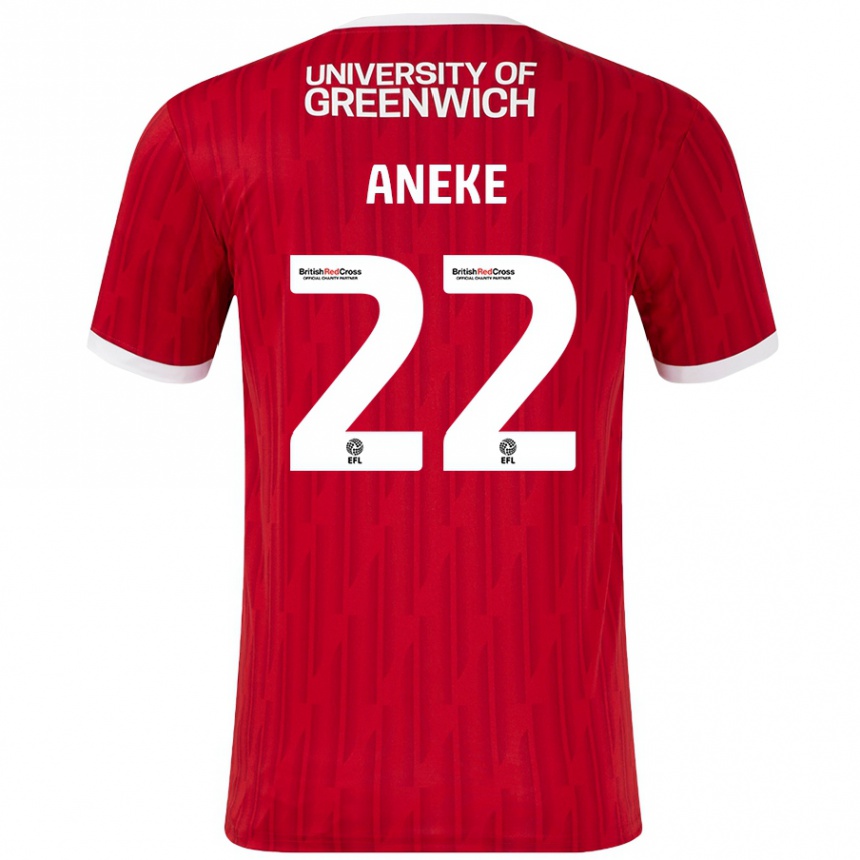 Kinder Fußball Chuks Aneke #22 Rot Weiß Heimtrikot Trikot 2024/25 T-Shirt Luxemburg