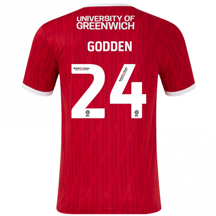 Kinder Fußball Matt Godden #24 Rot Weiß Heimtrikot Trikot 2024/25 T-Shirt Luxemburg