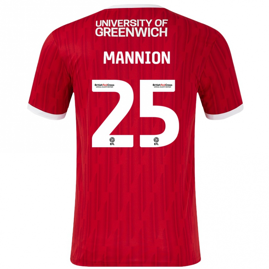 Kinder Fußball Will Mannion #25 Rot Weiß Heimtrikot Trikot 2024/25 T-Shirt Luxemburg