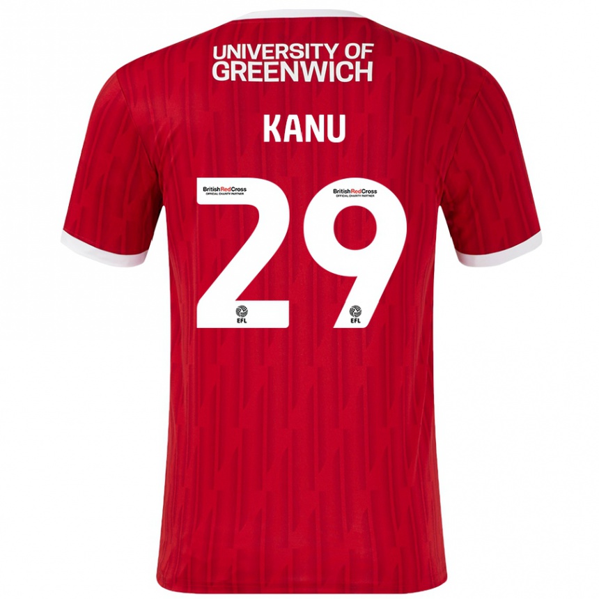 Kinder Fußball Daniel Kanu #29 Rot Weiß Heimtrikot Trikot 2024/25 T-Shirt Luxemburg