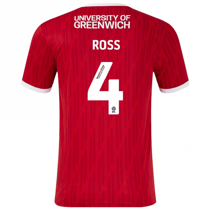 Kinder Fußball Mia Ross #4 Rot Weiß Heimtrikot Trikot 2024/25 T-Shirt Luxemburg