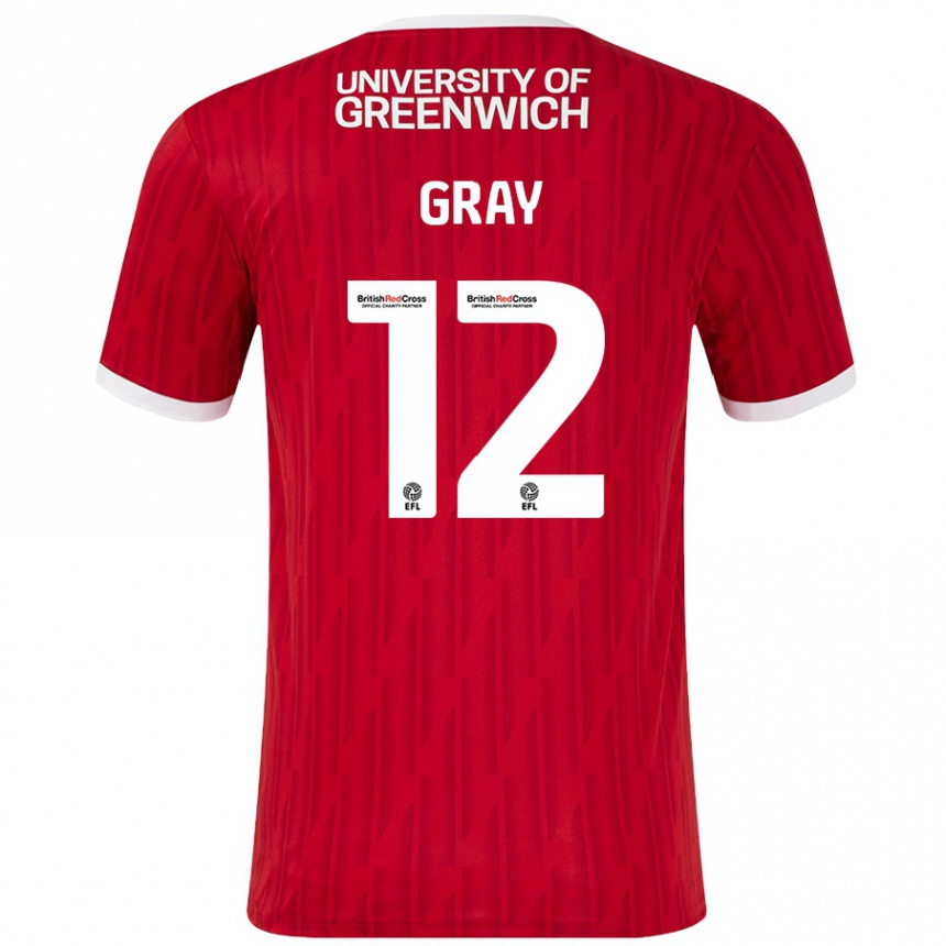 Kinder Fußball Jessica Gray #12 Rot Weiß Heimtrikot Trikot 2024/25 T-Shirt Luxemburg