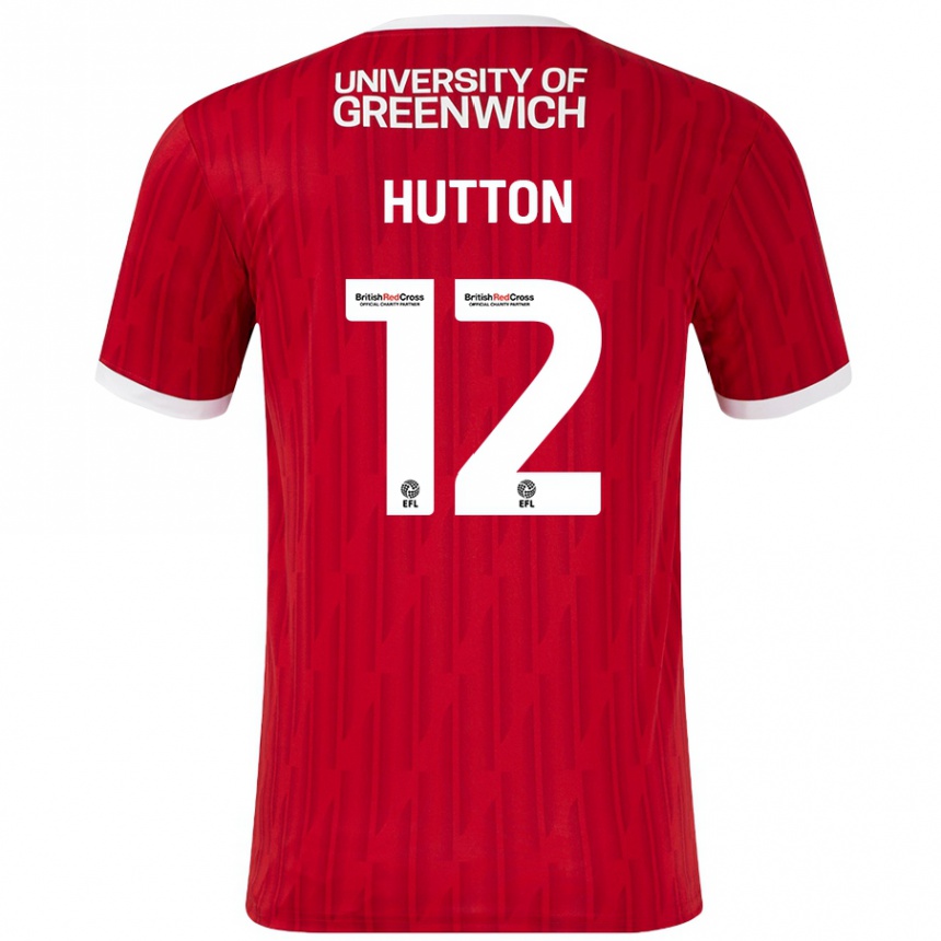 Kinder Fußball Jodie Hutton #12 Rot Weiß Heimtrikot Trikot 2024/25 T-Shirt Luxemburg